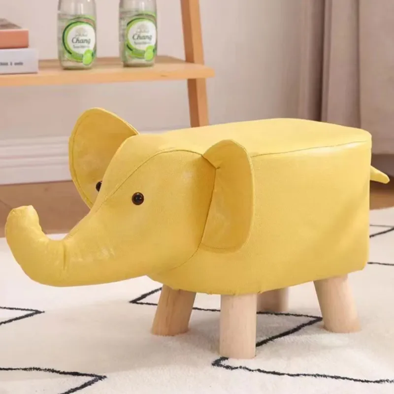 Nuovo Arrivo Poggiapiedi Sgabello Basso Forma Elefante Animale Pouf per Bambini Colore Senape