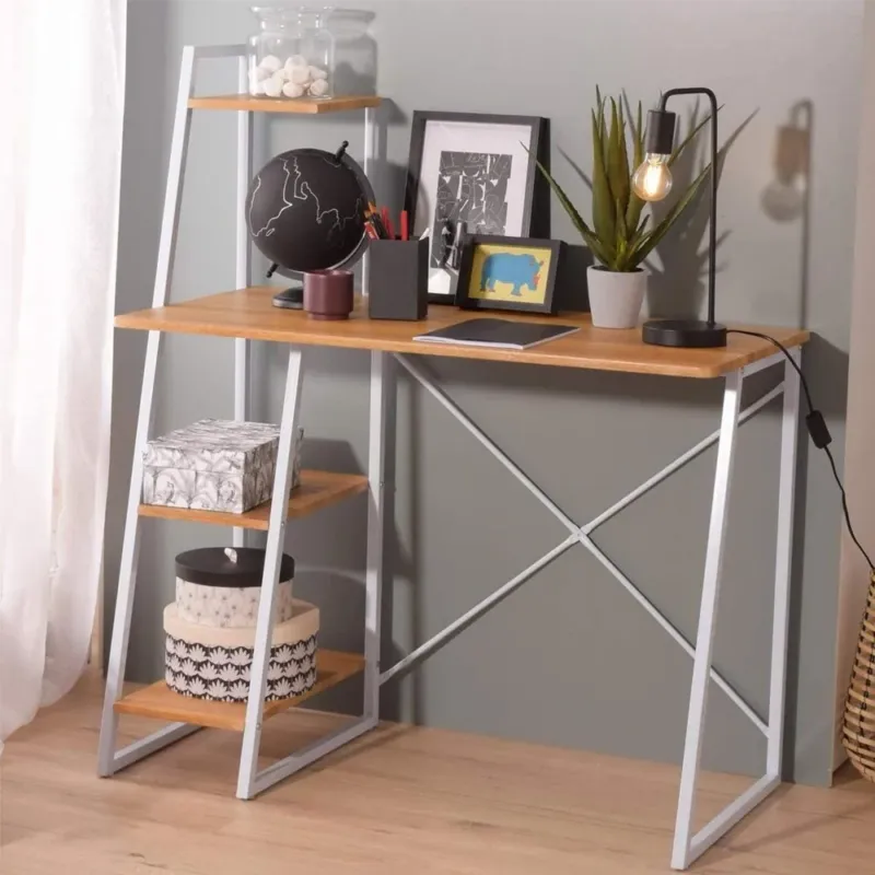 Miglior Prezzo Scrivania Libreria Tavolo Porta PC Computer Metallo Legno Casa Ufficio Quercia