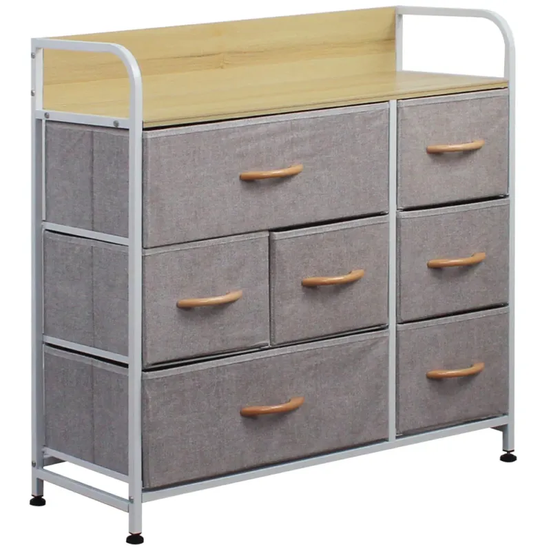 Saldi Cassettiera in Tessuto 7 Cassetti con Struttura in Ferro Grigio 78,5x80x29 cm