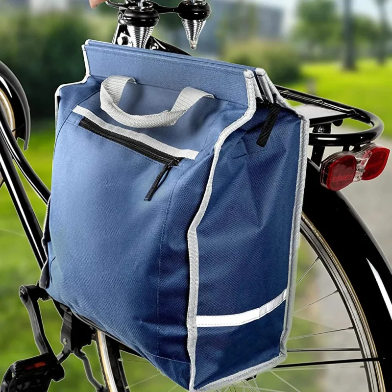 Sacca Borsa Posteriore Porta Oggetti Bicicletta Catarifrangente con Manico Blu Spedizione Espresso