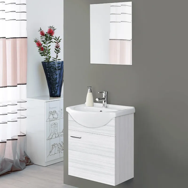Composizione Bagno Mobile Grigio Koala 1 Anta Sospeso con Lavabo 55cm e Specchio Spedizione Espresso