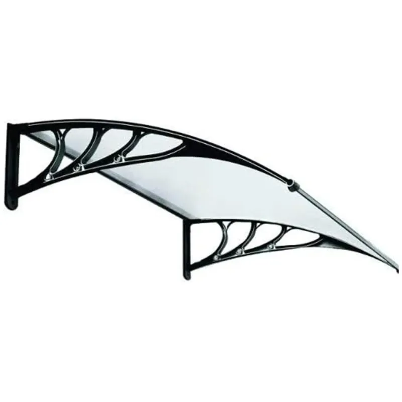 Pensilina In Policarbonato e ABS 60x100cm Tettoia Per Porte e Finestre Nero Sconto