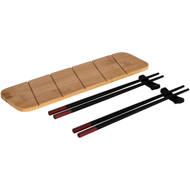 Offerta Limitata Set 4 Pezzi Sushi Stile Orientale 2 Paia di Bacchette 1 Vassoio 2 Portabacchette