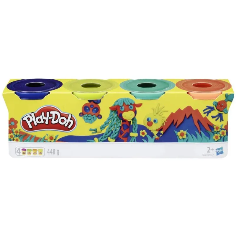 Offerta Plastilina Play-Doh 4 Vasetti 448g Blu Verde Turchese Arancione Gioco Bambini