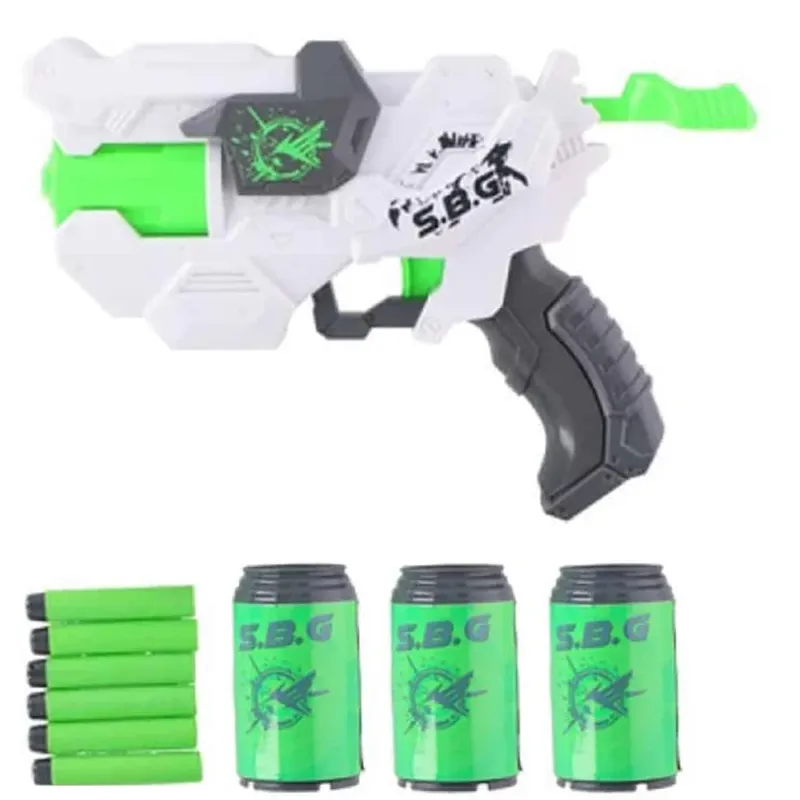 Pistola Giocattolo per Bambini con 6 Colpi Munizioni 3 Barattoli Tiro Bersaglio Prezzo Conveniente