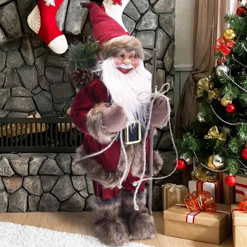 Babbo Natale Nordico 40cm in Plastica Vestiti in Tessuto Decorazione Natalizia Nuovo Arrivo