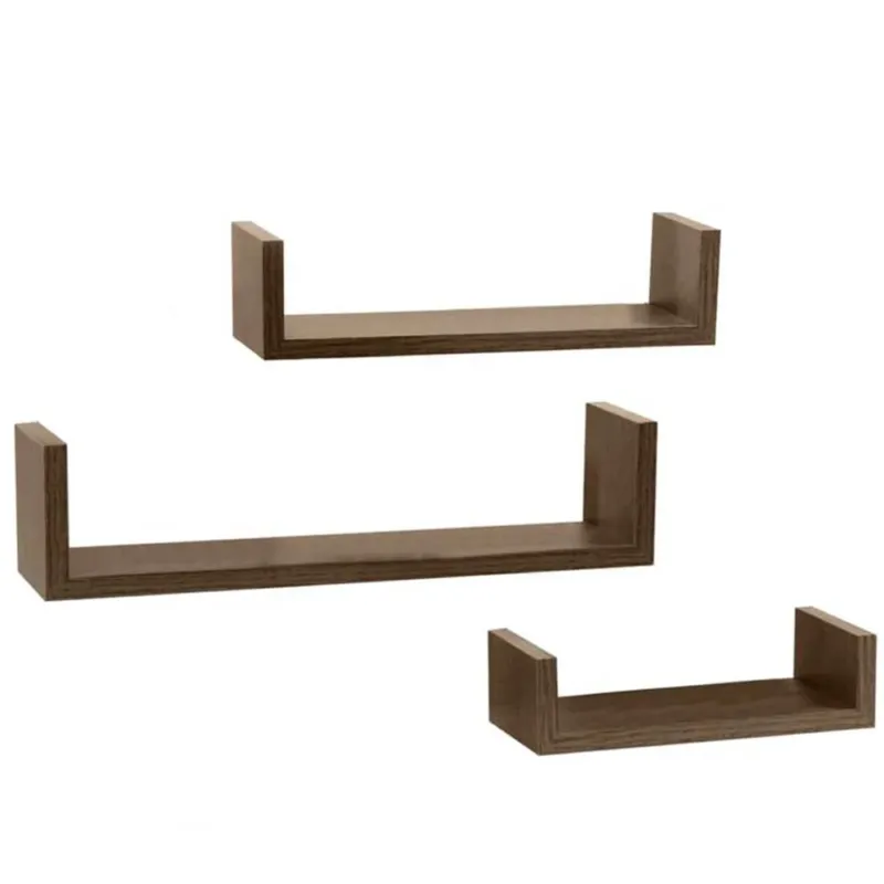 Promo Stagionale Set 3 Mensole da Parete Moderne Design con Bordi Mensola Scaffale Legno Noce