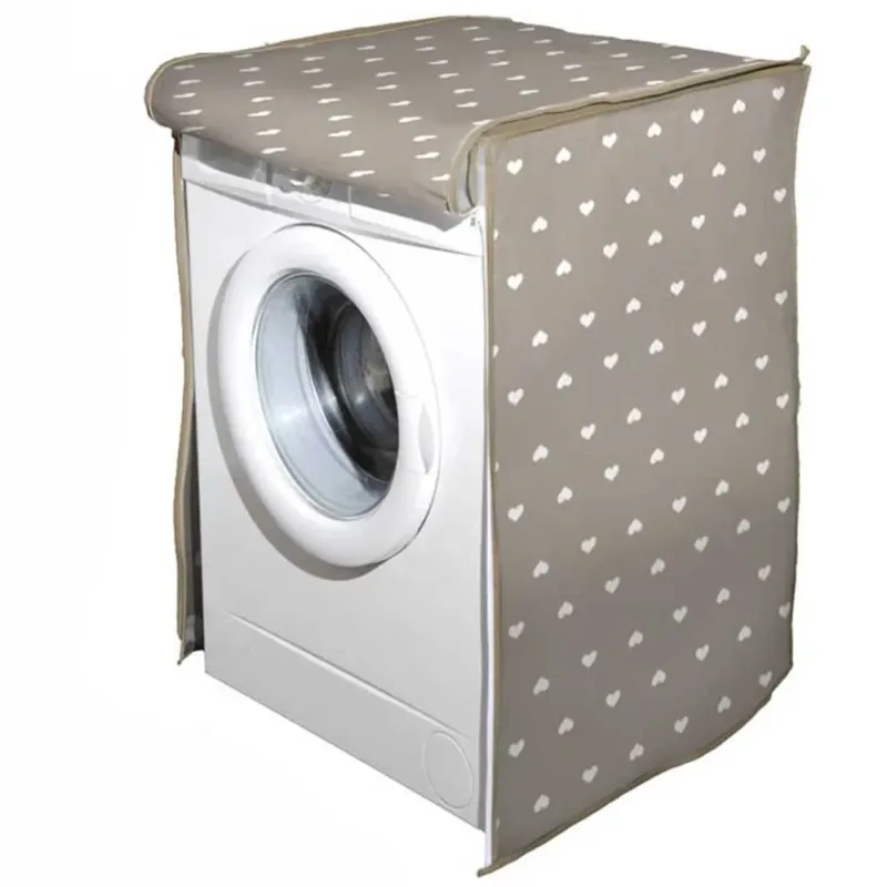 Telo Copertura Lavatrice Protezione Tessuto Chiusura ZIP Cuori Tortora 65x55x85 Vendita Finale