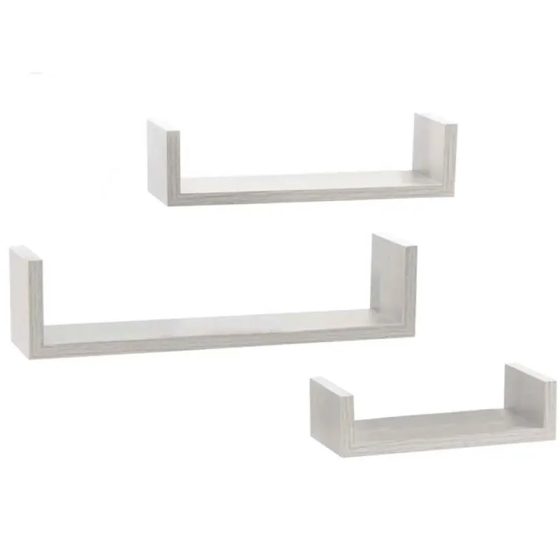 Nuovo Arrivo Set 3 Mensole da Parete Moderne Design con Bordi Mensola Scaffale Legno Bianco