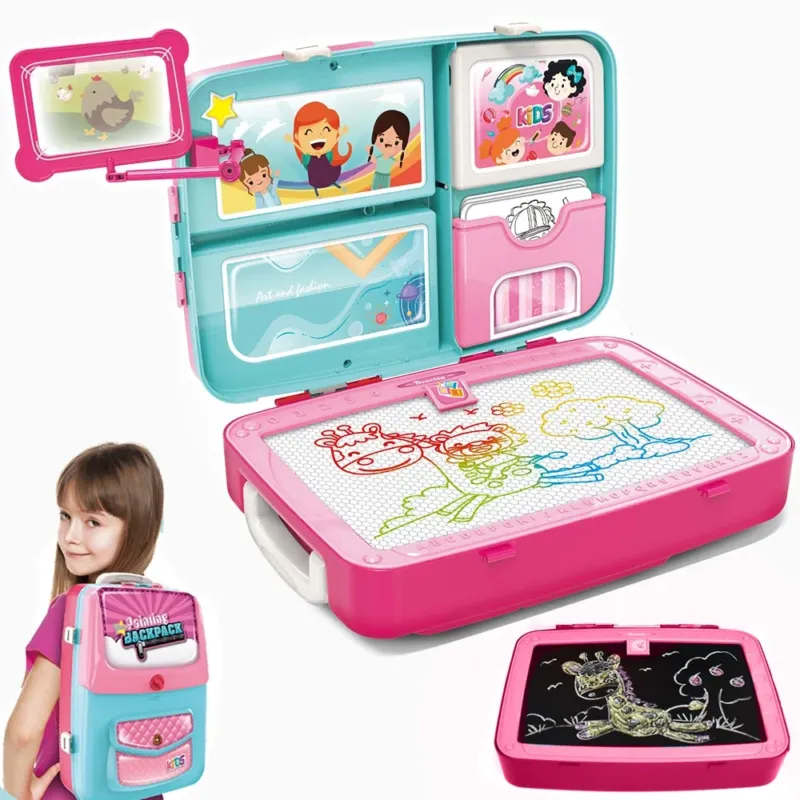 Zaino Lavagna Magnetica e Grafite + Pennarello Gessetti Giocattolo Bambini Rosa Nuovo Arrivo