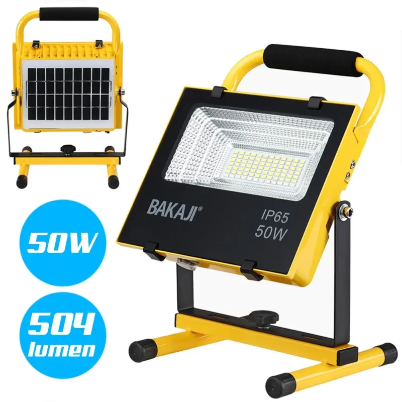 Ordina Subito Lampada Faro Lavoro Portatile con Pannello Solare 50W 504lm Luce Emergenza SOS