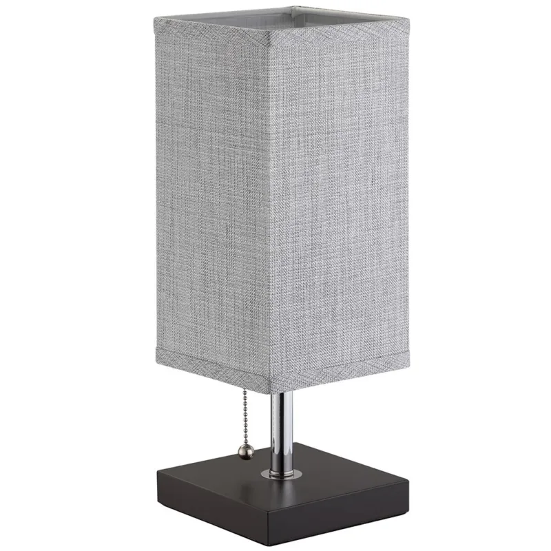 Lampada da Tavolo Lume da Comodino in Legno e Tessuto Grigio Abatjour 36x13cm Nuovo Arrivo