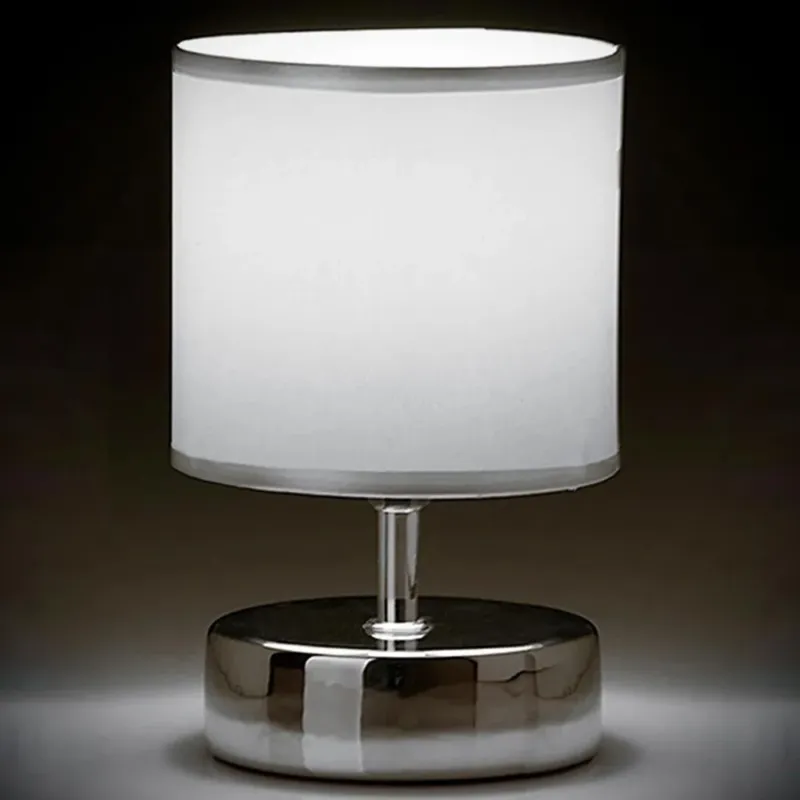 Must-Have Lampada da Tavolo Lume Comodino Ceramica Tessuto Bianco Design Moderno Abatjour