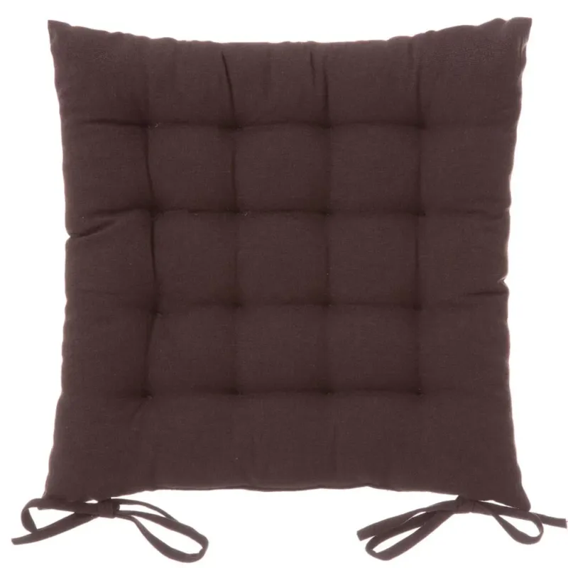 Direttamente Dal Produttore Cuscino Sedia in Tessuto Trapuntato Imbottito 40x40cm con Laccetti Colore Marron