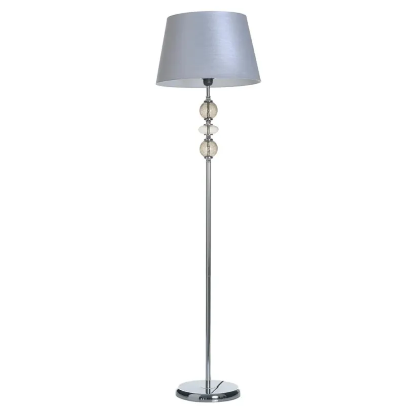Compra Online Lampada Piantana da Terra in Metallo Cristallo Tessuto Bianco Design Moderno