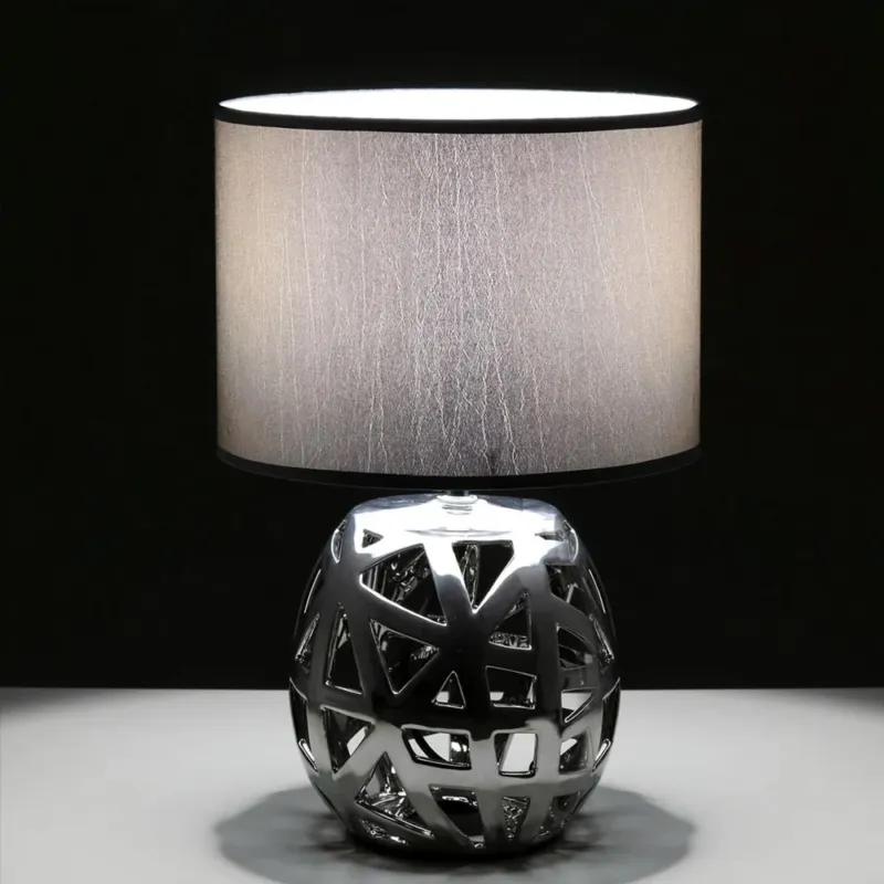 Lampada da Tavolo Lume Comodino in Ceramica Tessuto Design Moderno Abatjour Grey Nuovo Arrivo