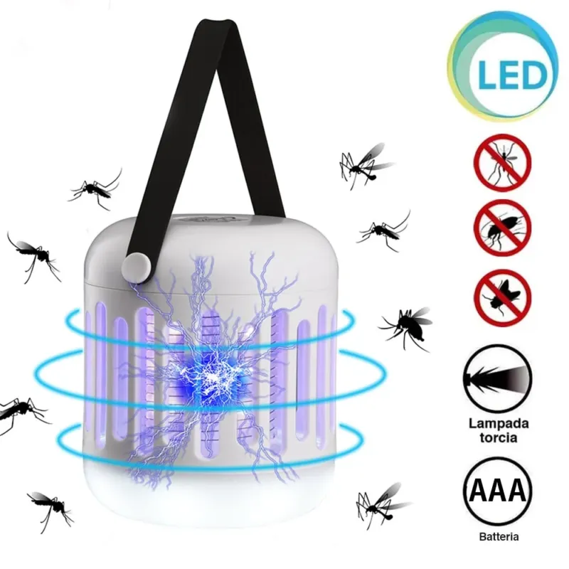 Consegna Rapida Zanzariera Elettrica Torcia Lampada LED da Campeggio Anti Zanzare Batteria AAA