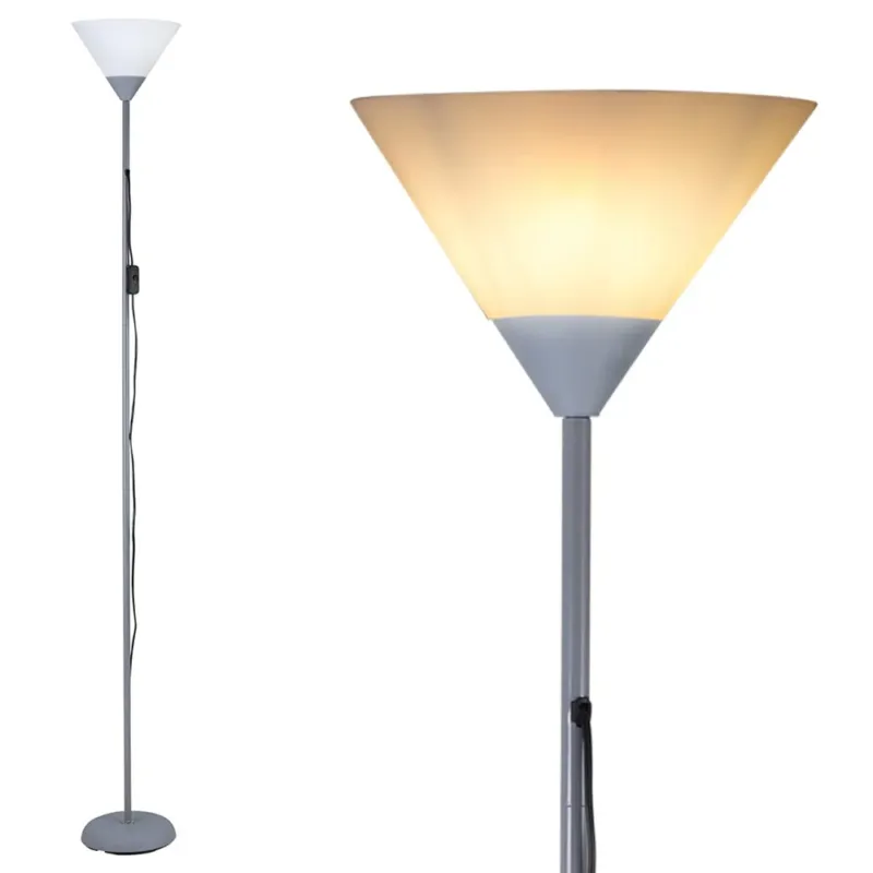 Lampada Piantana da Terra 180cm Design Moderno Paralume E27 40W Metallo Grigio Non Perdere