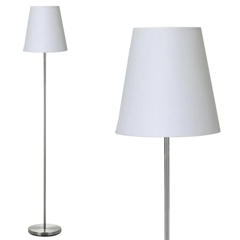 Lampada Piantana da Terra 150cm Design Moderno Paralume E27 60W Tessuto Bianco Economico