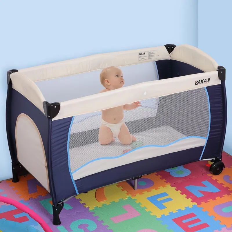 Ultimissimo Modello Lettino Culla Box Gioco Campeggio Bambini Neonato Pieghevole 120x63x76cm Blu