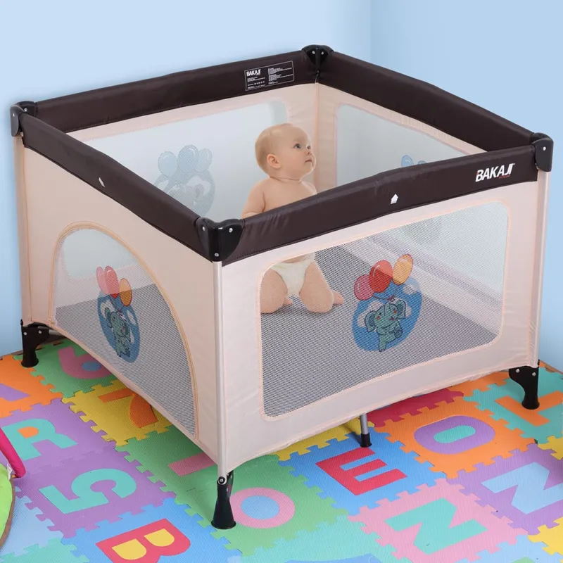 Lettino Culla Box Gioco Campeggio Bambini Neonato Pieghevole 100x100x76cm Marron Occasione
