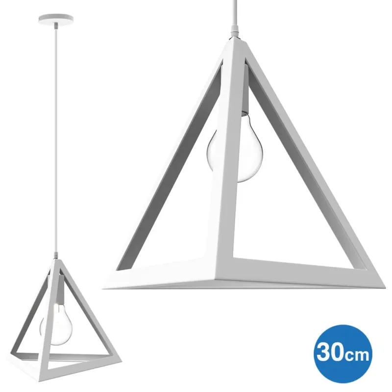 Ultima Occasione Lampadario Lampada Sospensione Piramide 30cm Design Moderno Paralume Bianco