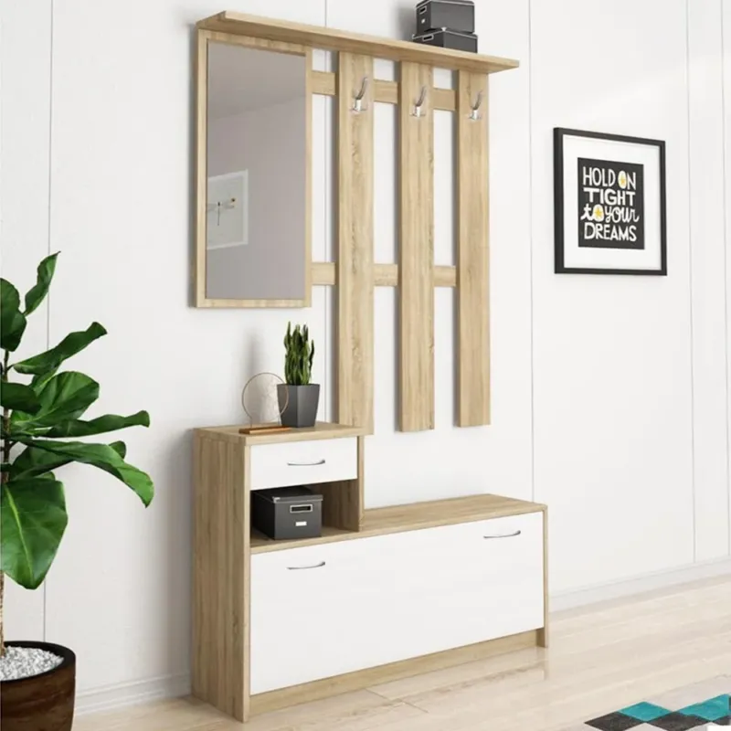 Set Mobili Ingresso Design Moderno Scarpiera Panca Specchio Appendiabiti Casa Offerta Del Giorno