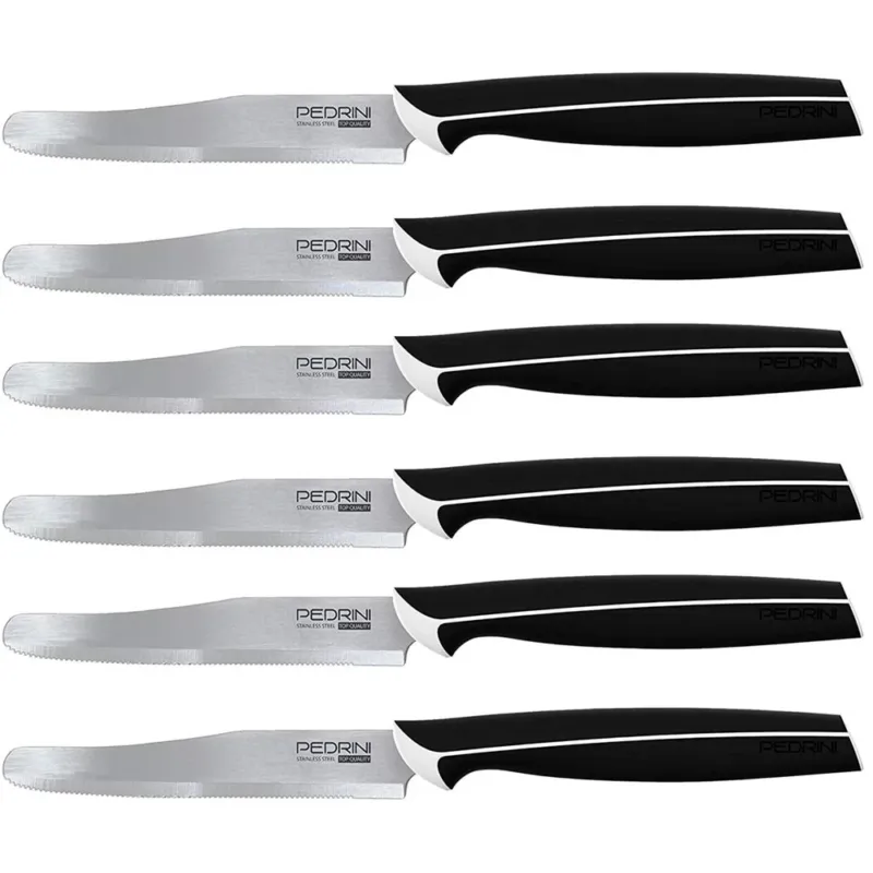 Compra Oggi Stesso Set 6 Coltelli Cucina da Tavola Master Pedrini in Acciaio Inox Manico Gomma Nero