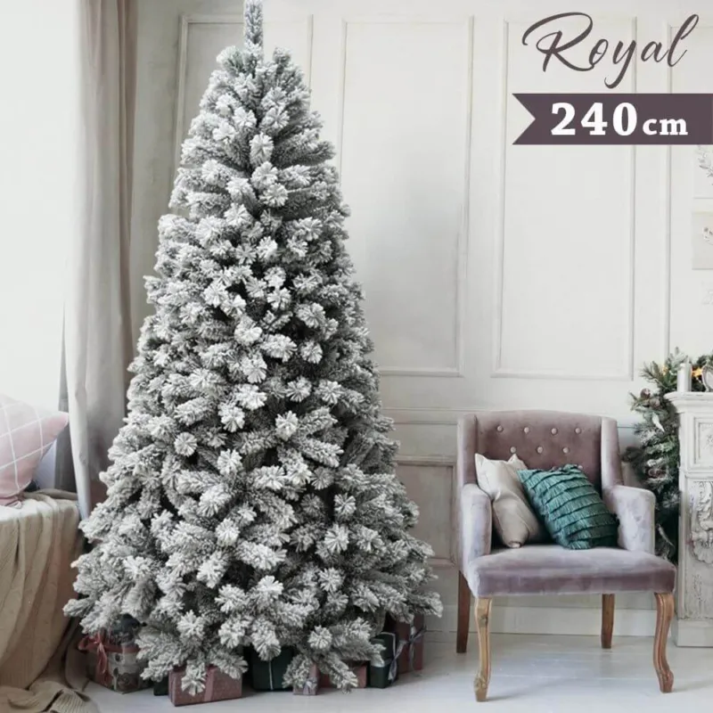 Albero Di Natale Innevato Royal 240cm 1413 Rami Super Folto Effetto Neve Reale Novità