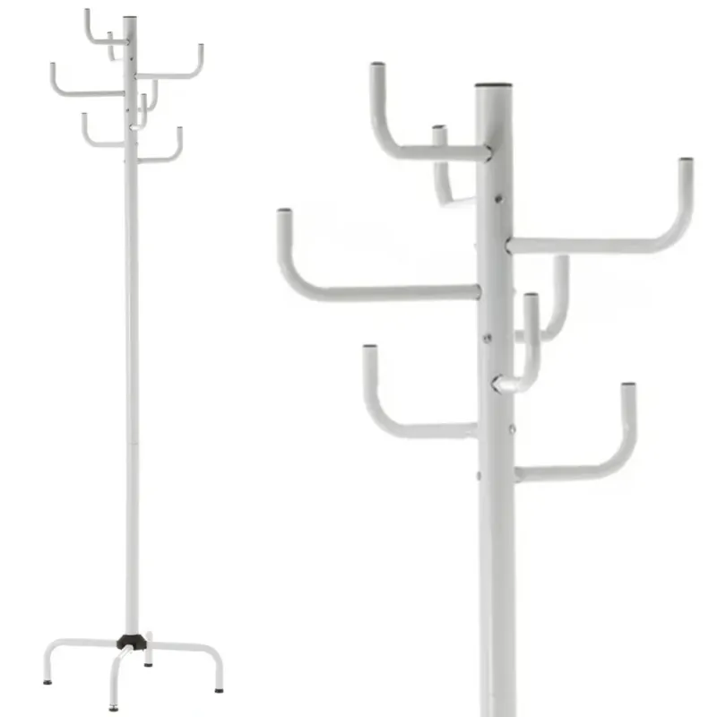 Novità Attaccapanni Appendiabiti a Piantana Metallo 8 Ganci Colore Bianco 40x40x183cm