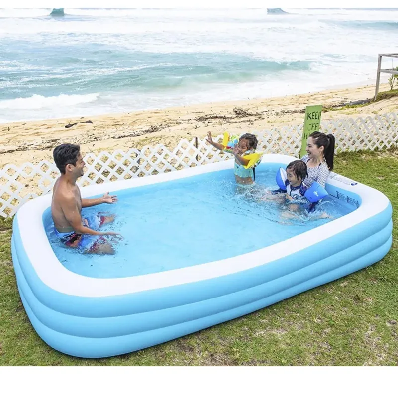 Ultimissimo Modello Piscina Gonfiabile Fuoriterra Family 3 Anelli Rettangolare 305x183x56cm Giardino