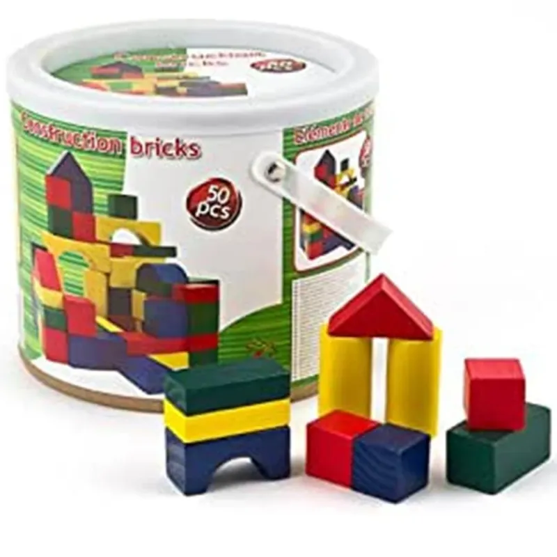 Direttamente Dal Produttore Playset Costruzioni in Legno 50 Mattoncini Giocattolo Bambini Gioco Educativo