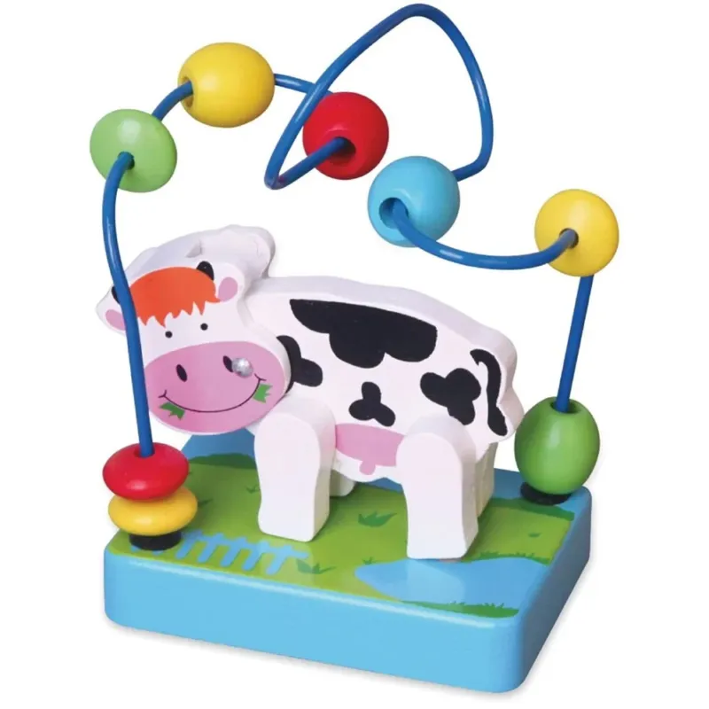 Labirinto con Perline Animali Mucca Giocattolo Prima Infanzia Bambini in Legno Offerta Speciale