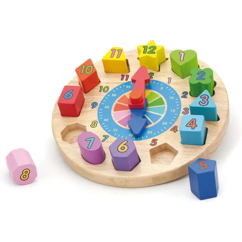 Orologio Puzzle Incastra Forme Giocattolo Prima Infanzia Bambino in Legno Gioco Occasione Imperdibile