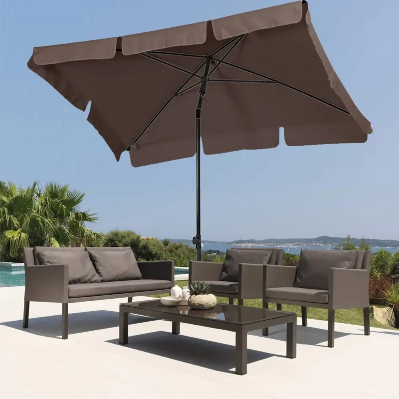 Affare Ombrellone Giardino Palo Centrale Acciaio 200x125cm Telo con Pendente Tortora