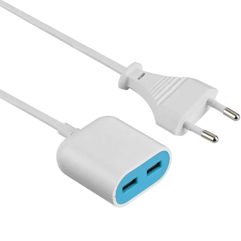 Prolunga 2 Porte USB 2.4A Lunghezza 1,5mt Electraline Gummy Line Bianco Azzurro Miglior Prezzo