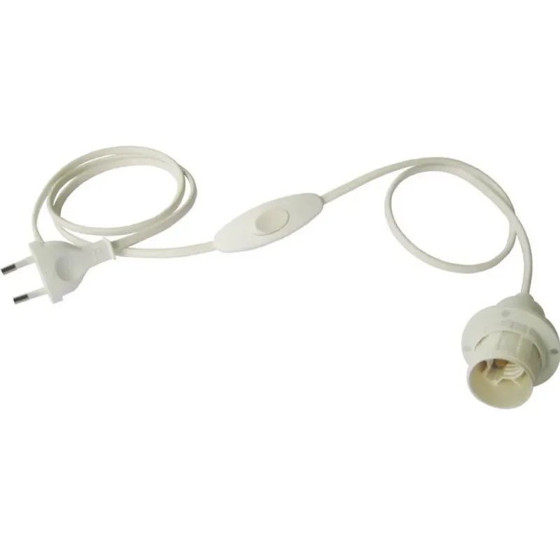 Portalampada con Interruttore e Spina Lampadina E14 Cablagio Bipolare Bianco Saldi
