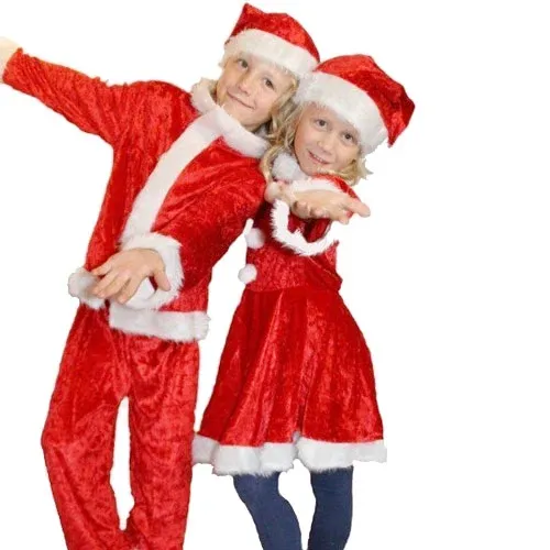 Vestito Completo Abito Natalizio per Bambini e Bambine 4-6/7-9 Anni Rosso Ultimissimo Modello