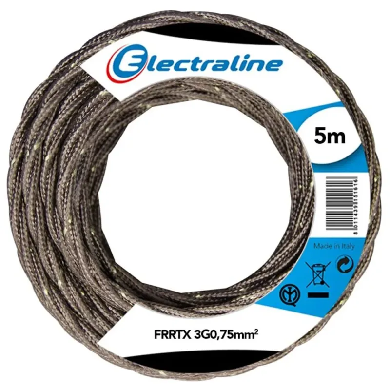 Offerta Del Giorno Cavo Elettrico in Tessuto FRRTX 5mt Intrecciato per Lampada e Lampadario Bronzo
