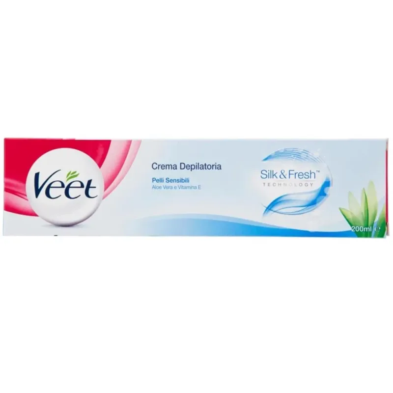 Promo Stagionale Veet Crema Depilatoria Silk e Fresh Pelli Sensibili con Aloe Vera 200ml