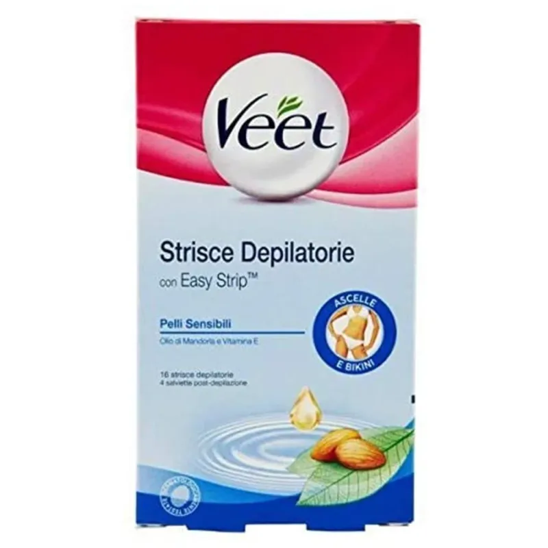 Veet Strisce Depilatorie Ascelle e Bikini Pelli Sensibili con Olio di Mandorle Saldi