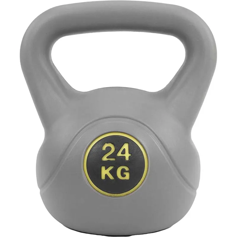 Kettlebel Peso 24kg Esercizi Fitness Allenamento Palestra Sport in PVC Grigio Novità