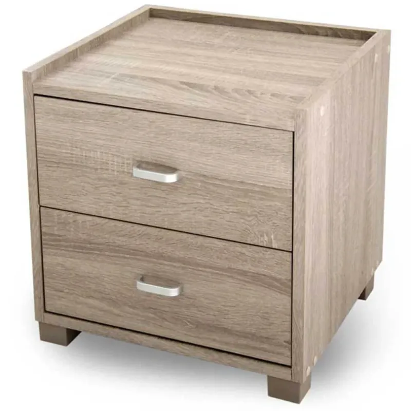 Compra Online Comodino Mobiletto Cassettiera 2 Cassetti Design Moderno in legno MDF Rovere