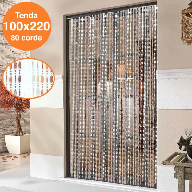 Non Perdere Tenda Moschiera Porta Finestra 100x220cm 80 Corde Fili Perline Colorate