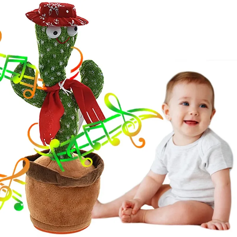 Prezzo Di Fabbrica Peluche Cactus con Cappello e Sciarpa Danzante Balla Musica Movimento a Batteria