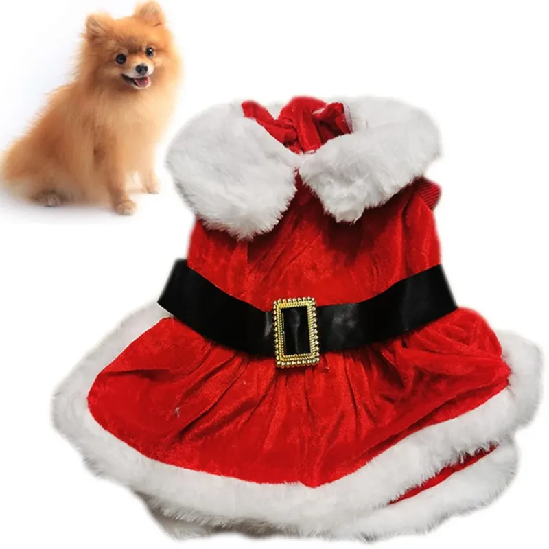 Occasione Imperdibile Vestitino per Animali Taglia Piccola Babbo Natale con Cintura Vestito Natalizio