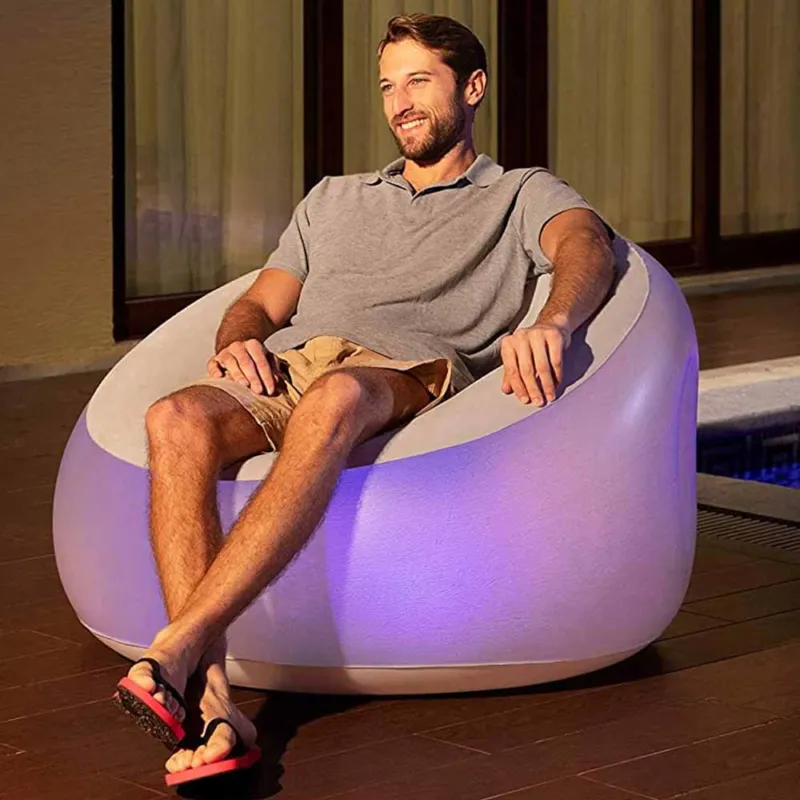 Reso Gratuito Poltrona Pouf Gonfiabile Esterno Giardino con Luce LED RGB Cambio Colore Bestway