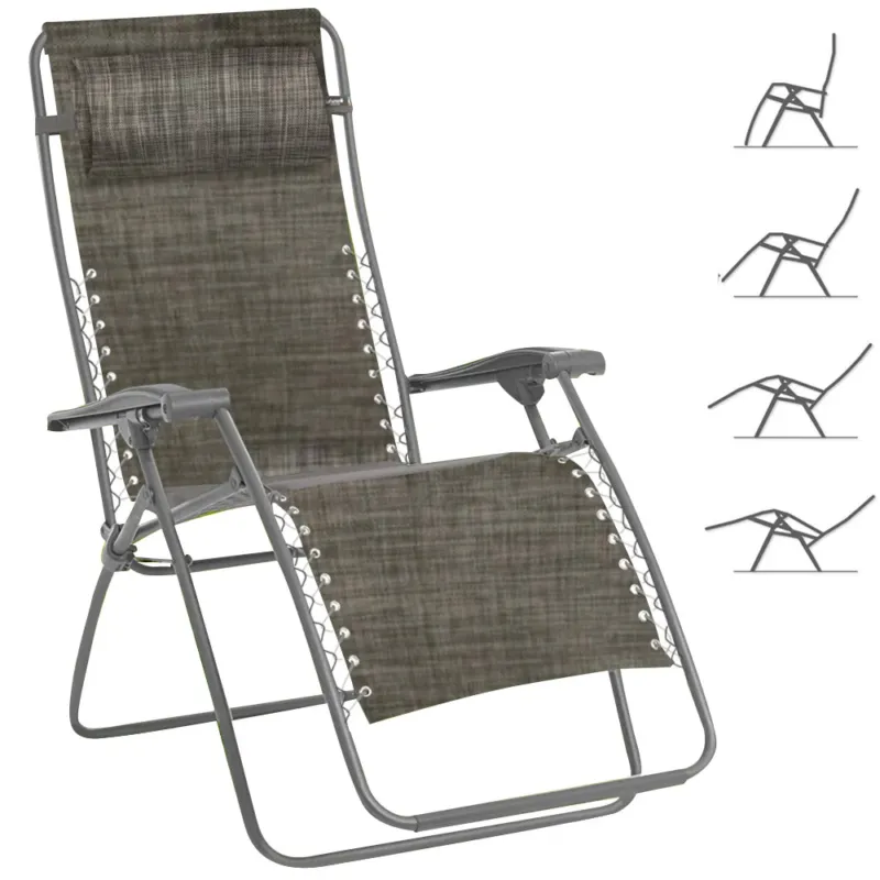 Vendita Finale Sedia Giardino Poltrona Relax Pieghevole Gravita Zero Metallo Tessuto Grigio