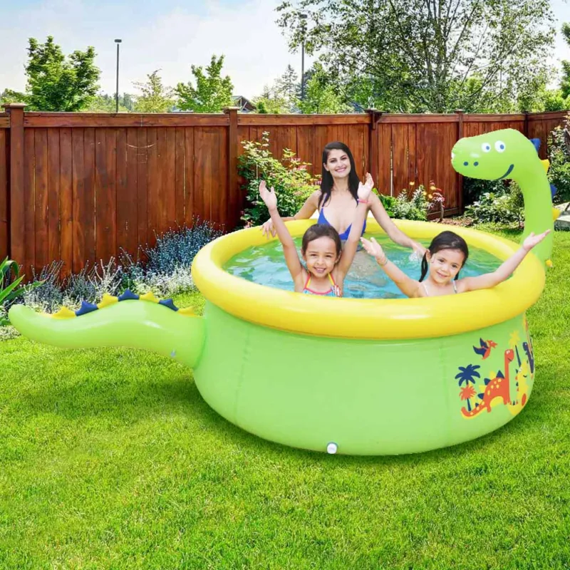 Offerta Speciale Piscina Gonfiabile Forma Dinosauro per Bambini 175cm con Doccia Spruzzo 1143lt