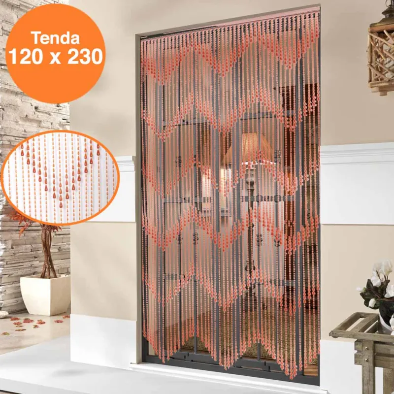 Tenda Moschiera Porta Finestra 120x230 64 Corde Fili Perline Decorazione Zig Zag Di Tendenza